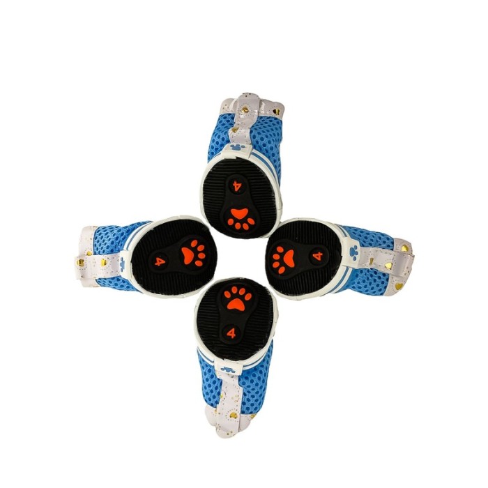 Cizmulite cu siret pentru catei de talie mica, masura L, bleu/alb, 5.2 x 3.9 cm, Doty [2]