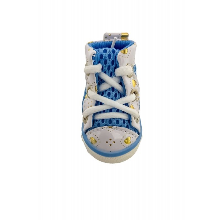 Cizmulite cu siret pentru catei de talie mica, masura L, bleu/alb, 5.2 x 3.9 cm, Doty [3]