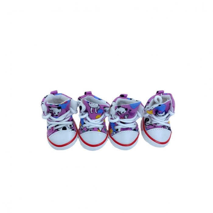 Cizmulite cu siret pentru catei de talie mica,model Cartoon, masura L, roz/alb, 7 X 5 cm [3]