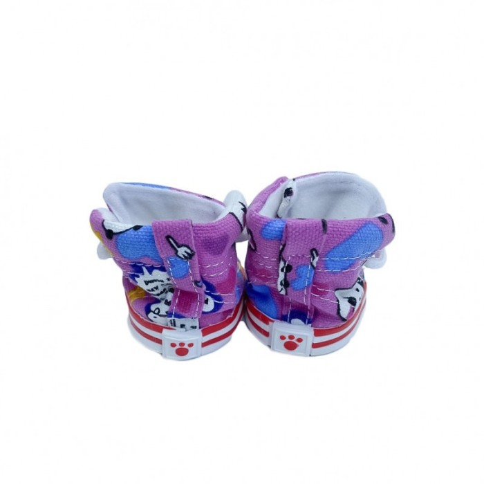 Cizmulite cu siret pentru catei de talie mica,model Cartoon, masura L, roz/alb, 7 X 5 cm [2]