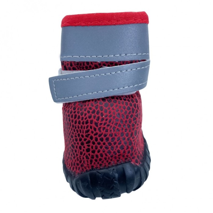 Cizmulite Puppy Boots, cu scai pentru catei de talie foarte mica, masura XL, negru/rosu,banda reflectorizanta, 6 x 5 cm [5]