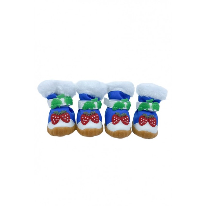 Cizmulite Strawberry Boots, cu scai pentru catei de talie foarte mica, masura L, albastru,5.5 x 5 cm [4]