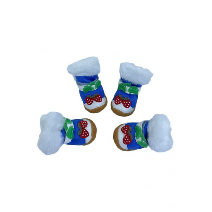 Cizmulite Strawberry Boots, cu scai pentru catei de talie foarte mica, masura L, albastru,5.5 x 5 cm [3]