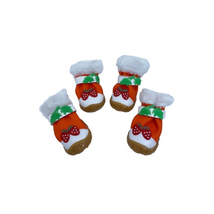 Cizmulite Strawberry Boots, cu scai pentru catei de talie foarte mica, masura XL, rosu,6 x 5 cm [3]