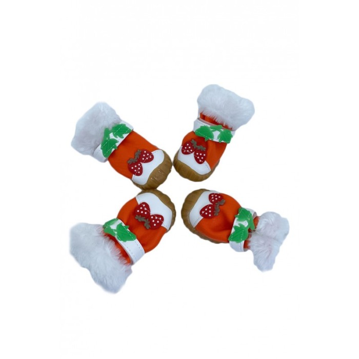 Cizmulite Strawberry Boots, cu scai pentru catei de talie foarte mica, masura XL, rosu,6 x 5 cm [2]