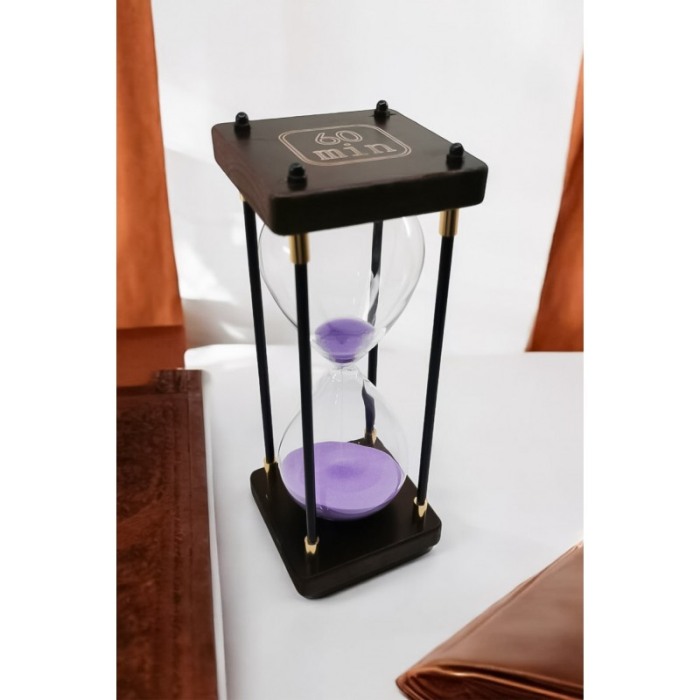Clepsidra Vintage EndlessTimes Doty®, cadru din lemn maro, accente aurii, eleganta, durata 60 min, nisip mov [4]