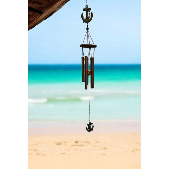 Clopotei de vant Anchor's Doty®️, model cu ancora, design elegant din metal si lemn, maro, 70 cm [2]