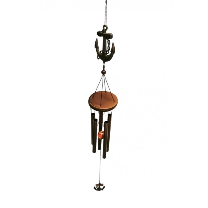 Clopotei de vant Anchor's Doty®️, model cu ancora, design elegant din metal si lemn, maro, 70 cm [3]