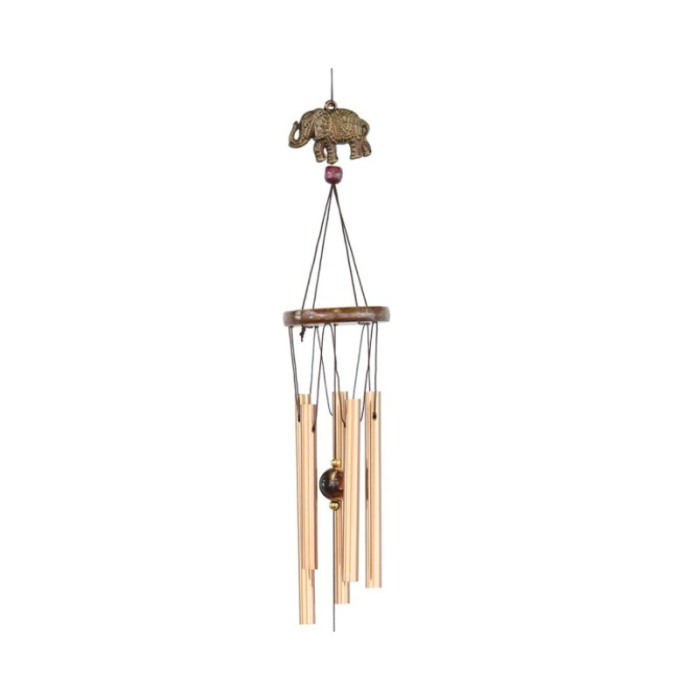 Clopotei de vant FengElephant, cu elefantul norocos, pentru prosperitate si liniste, 5 tuburi, bronz, 51 cm, Doty®️ [2]
