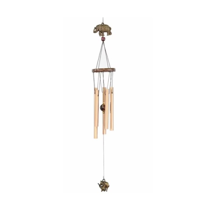 Clopotei de vant FengElephant, cu elefantul norocos, pentru prosperitate si liniste, 5 tuburi, bronz, 51 cm, Doty®️ [1]