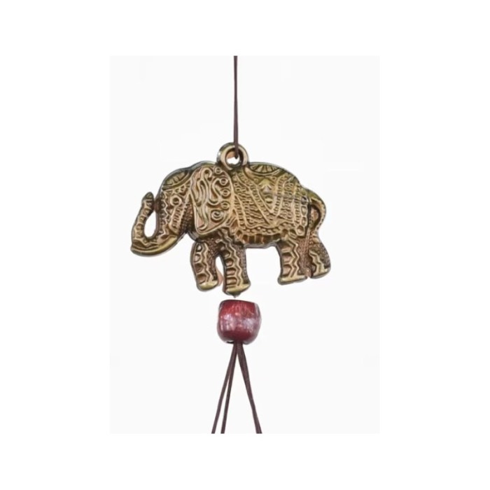 Clopotei de vant FengElephant, cu elefantul norocos, pentru prosperitate si liniste, 5 tuburi, bronz, 51 cm, Doty®️ [3]
