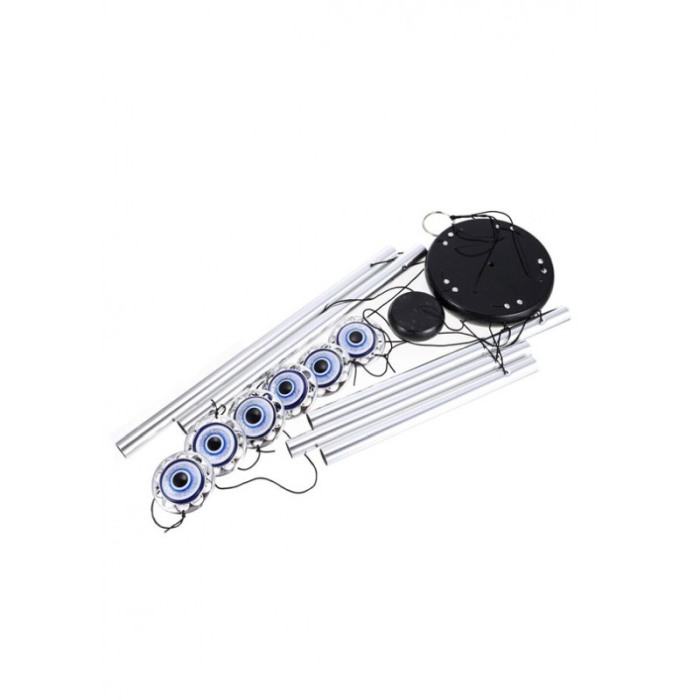 Clopotei de vant FengEye, cu ochiul protector, design elegant din metal si lemn, culoare argintiu, 67 cm, Doty®️ [5]