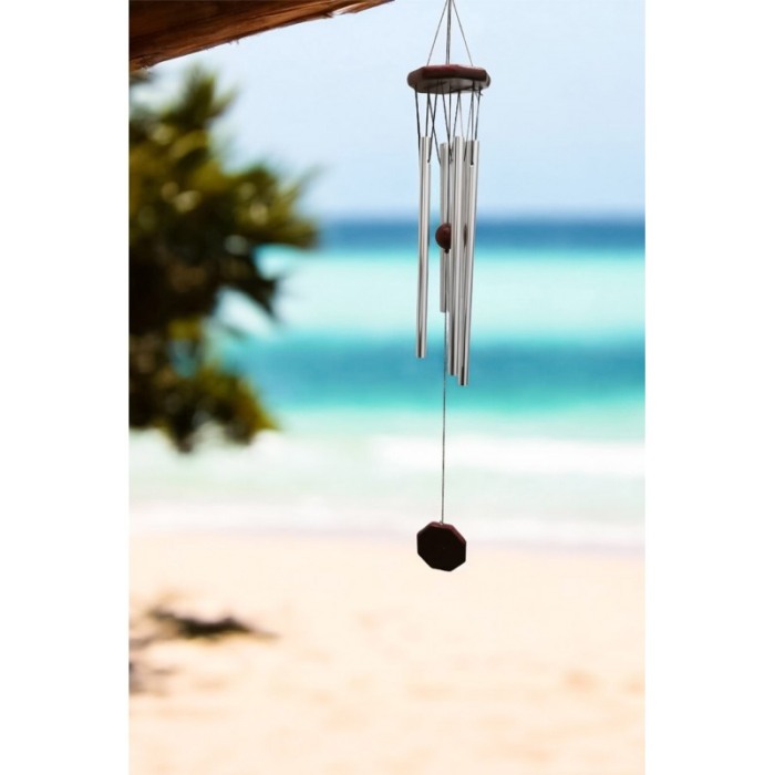 Clopotei de vant Wood Chimes Doty®, design elegant din metal si lemn, maro/argintiu, 70 cm [3]