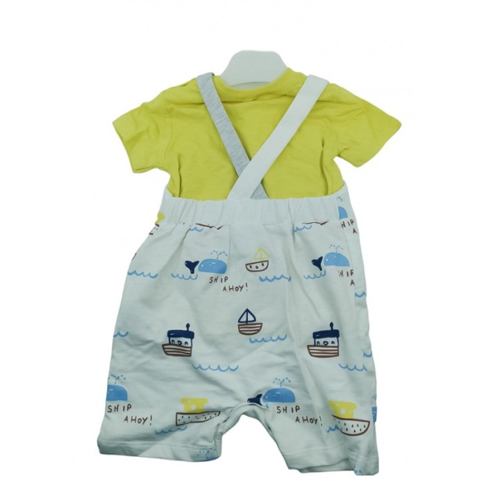 Compleu pentru bebelusi 12-18 luni BabySet, 2 piese, 100% bumbac, 86 cm, alb/galben, Doty®️ [4]