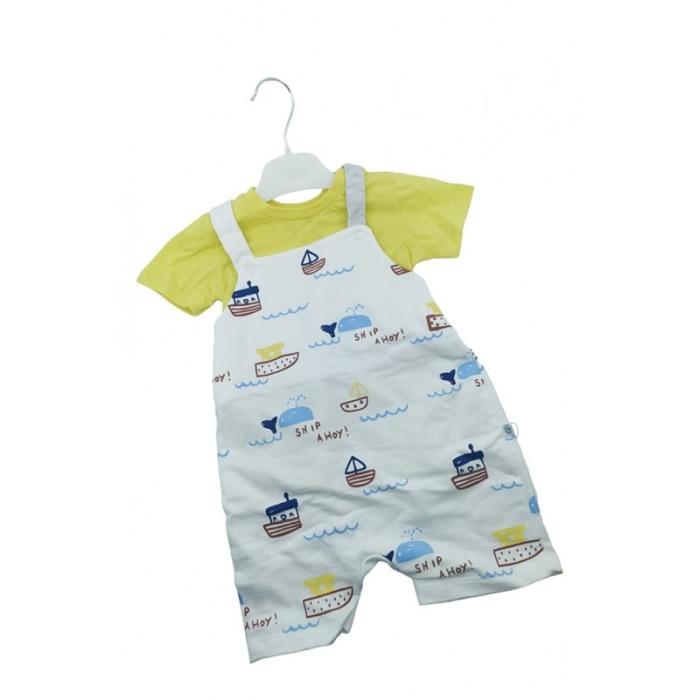 Compleu pentru bebelusi 6-9 luni BabySet, 2 piese, 100% bumbac, 74 cm, alb/galben, Doty®️ [5]