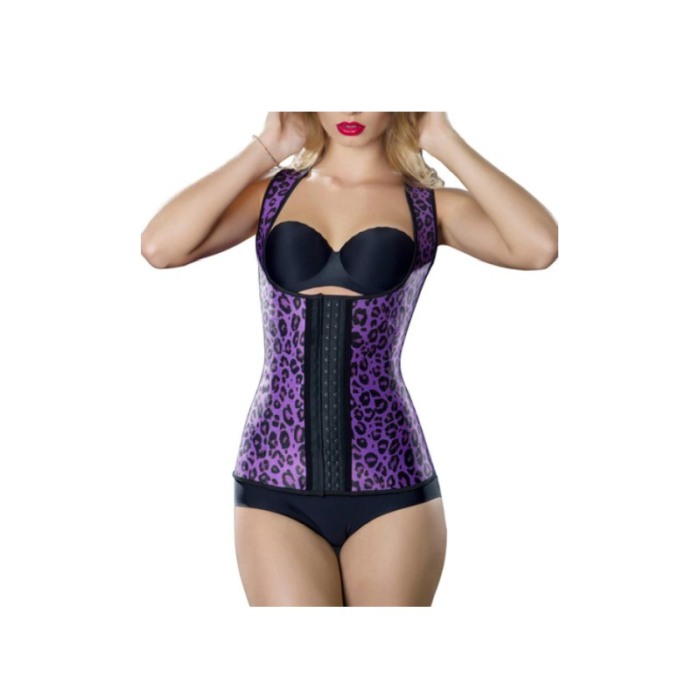 Corset FlatBellY Leopard Design ,tip sauna  pentru slabit ,S/M,mov [5]