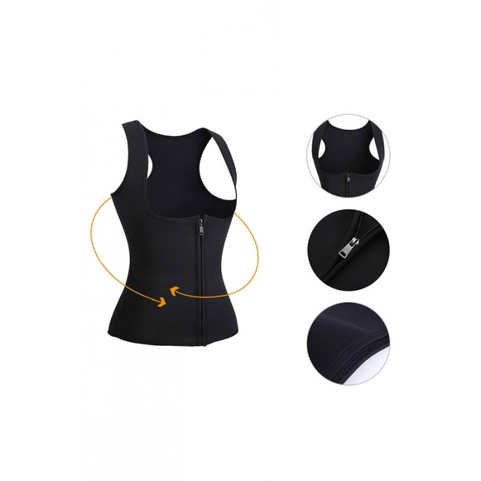 Corset FlatBellY tip sauna  pentru slabit, L ,negru [2]