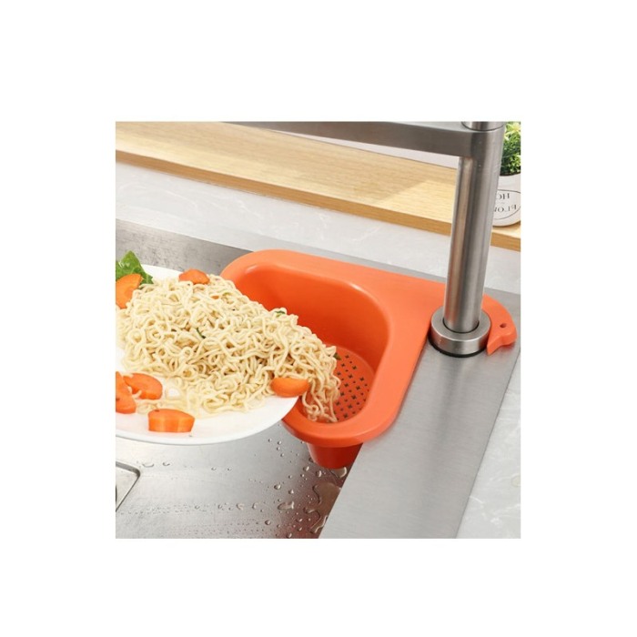 Cos scurgere multifunctional pentru chiuveta SinkGad Doty.ro®, 27x24 cm, sistem de prindere, materiale de calitate, portocaliu [6]