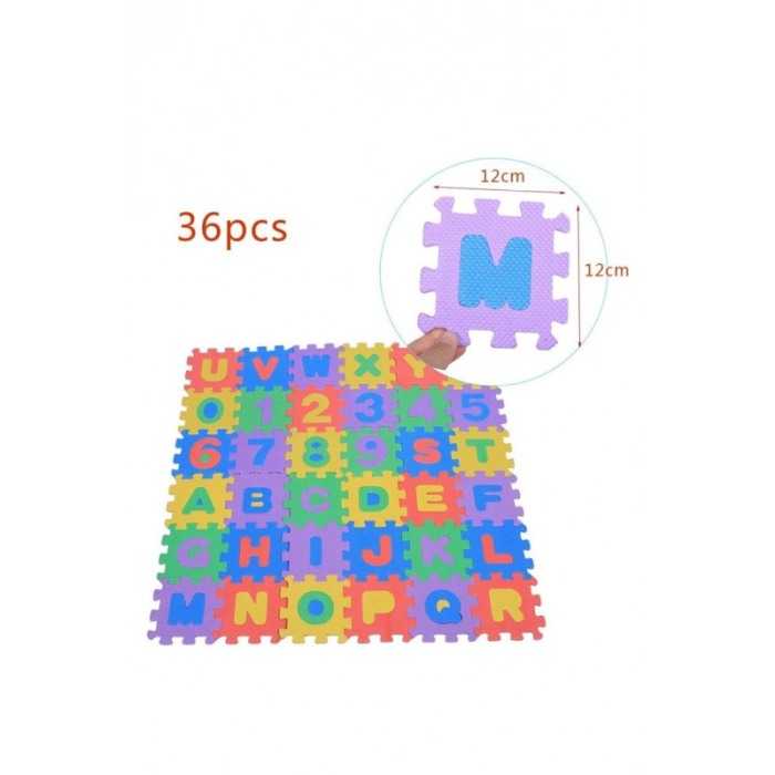 Covoras Puzzle Educativ ABCarpet Doty® pentru copii, 36 piese din spuma cu imprimeu litere si cifre, multicolor, 12x12 cm [5]