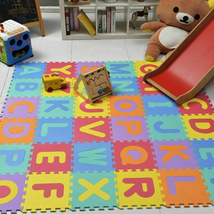 Covoras Tip Puzzle Educativ pentru Copii, 9  Piese din Spuma cu  Litere [3]