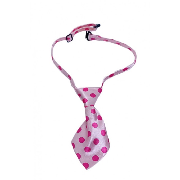 Cravata Fashion Raley, pentru animale de companie, mici,44-32 cm, reglabila, model buline ,roz [4]
