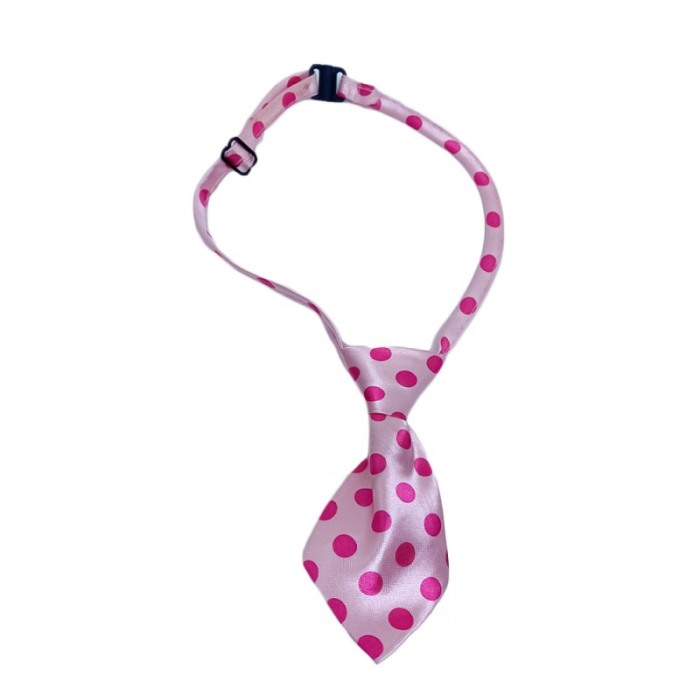 Cravata Fashion Raley, pentru animale de companie, mici,44-32 cm, reglabila, model buline ,roz [1]