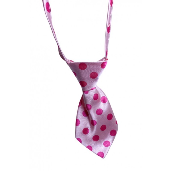Cravata Fashion Raley, pentru animale de companie, mici,44-32 cm, reglabila, model buline ,roz [3]