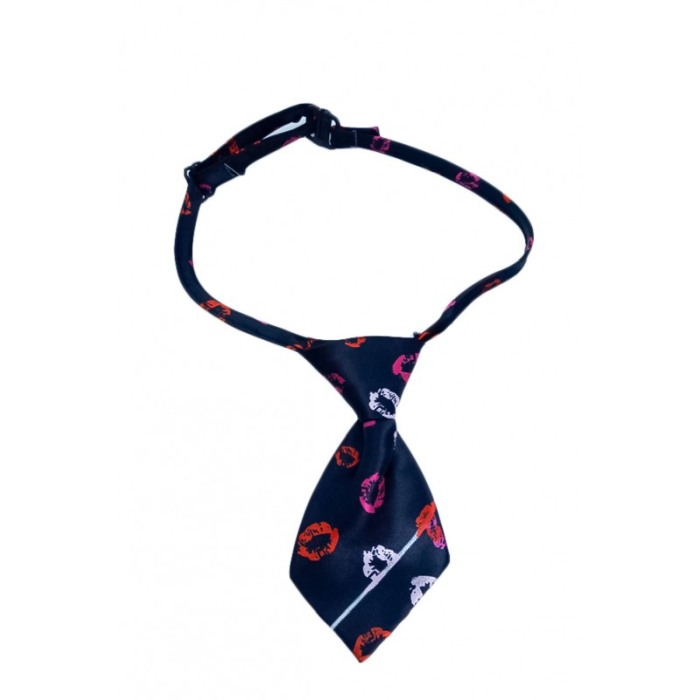 Cravata Fashion Raley, pentru animale de companie, mici,44-32 cm, reglabila, model kiss,negru [1]