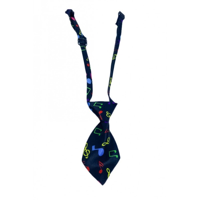 Cravata Fashion Raley, pentru animale de companie, mici,44-32 cm, reglabila, model note muzicale,negru [5]
