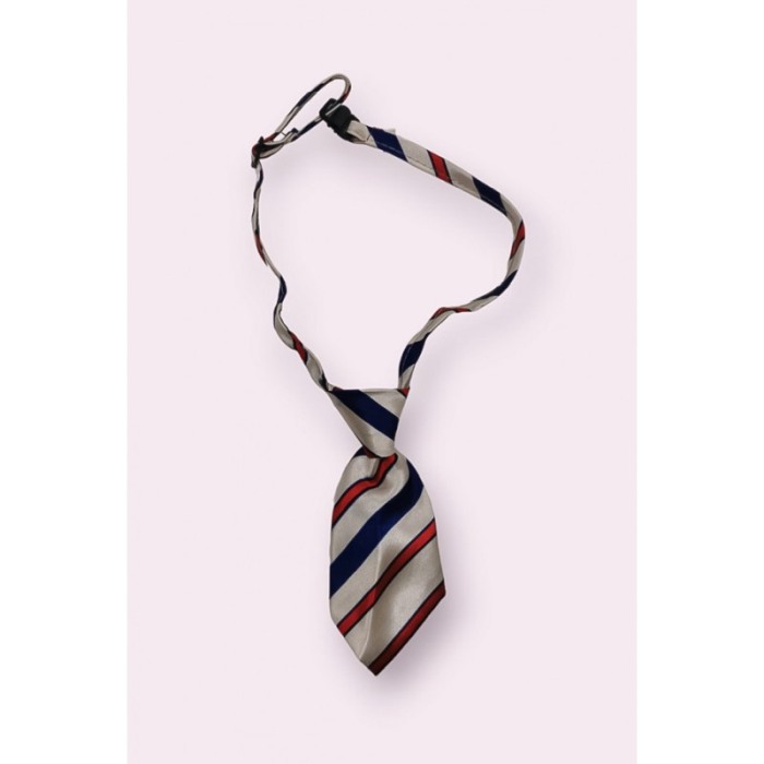 Cravata Fashion Raley, pentru animale de talia mica, 44-32 cm, reglabila, model cu dungi, albastru/bej, Doty® [3]