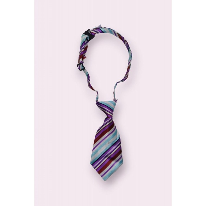 Cravata Fashion Raley, pentru animale de talia mica, 44-32 cm, reglabila, model dungi, multicolora, Doty® [2]