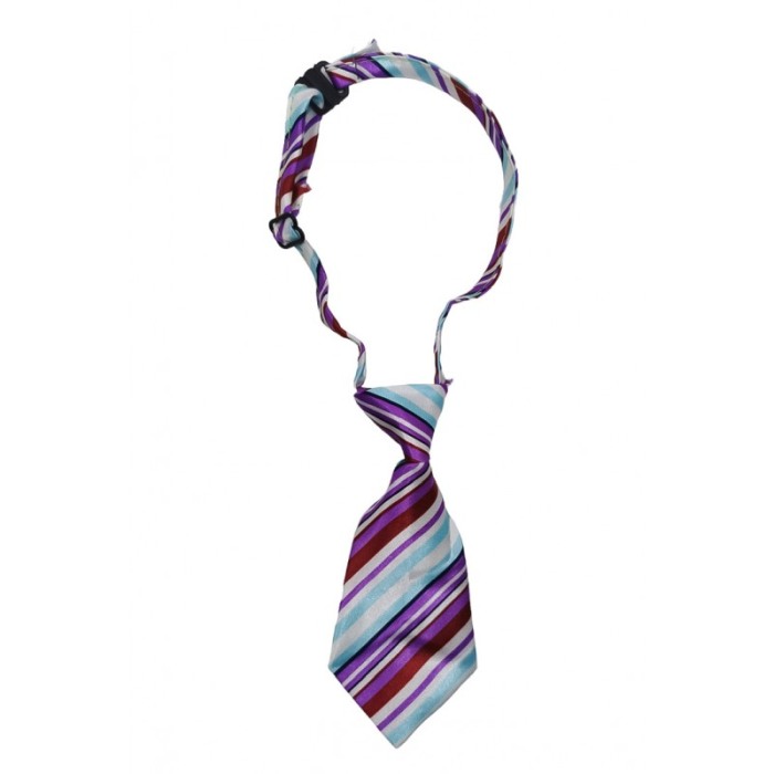 Cravata Fashion Raley, pentru animale de talia mica, 44-32 cm, reglabila, model dungi, multicolora, Doty® [1]