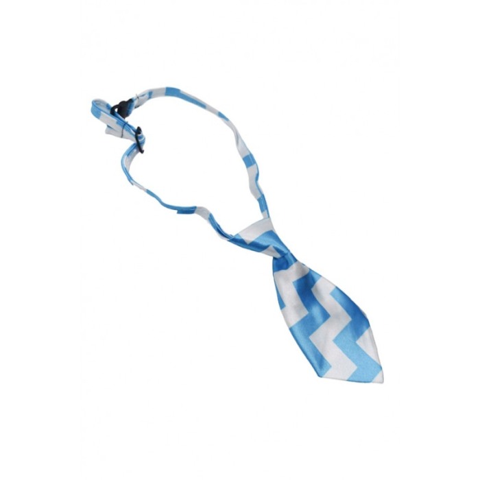 Cravata Fashion Raley, pentru animale de talia mica, 44-32 cm, reglabila, model forme asimetrice, albastru deschis, Doty® [3]