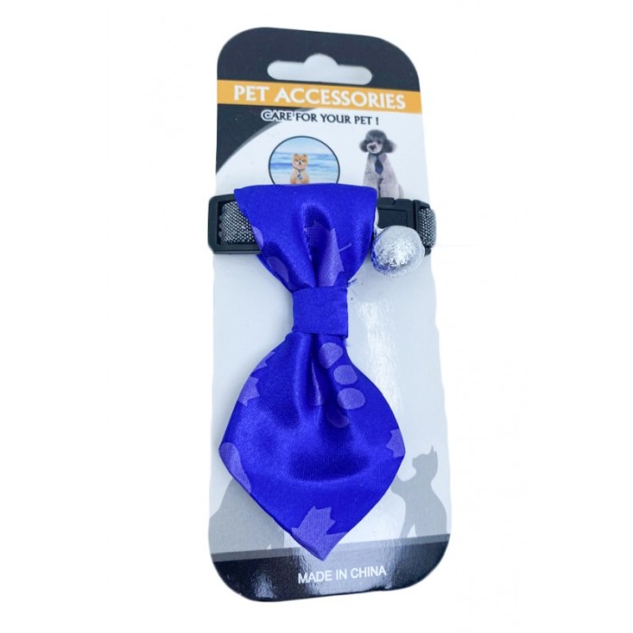 Cravata Ring Raley, pentru animale de companie, mici,32-24 cm, reglabila, clopotel inclus, albastru [4]