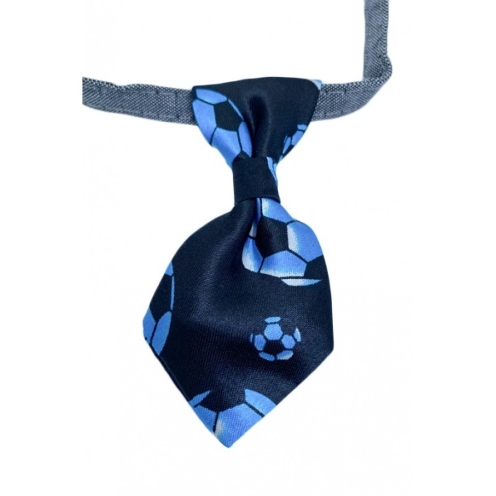 Cravata Ring Raley, pentru animale de companie, mici,32-24 cm, reglabila, clopotel inclus, model cu mingi,negru/albastru [2]