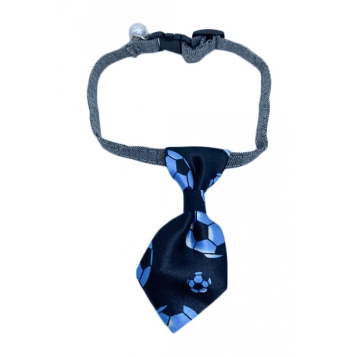 Cravata Ring Raley, pentru animale de companie, mici,32-24 cm, reglabila, clopotel inclus, model cu mingi,negru/albastru [1]