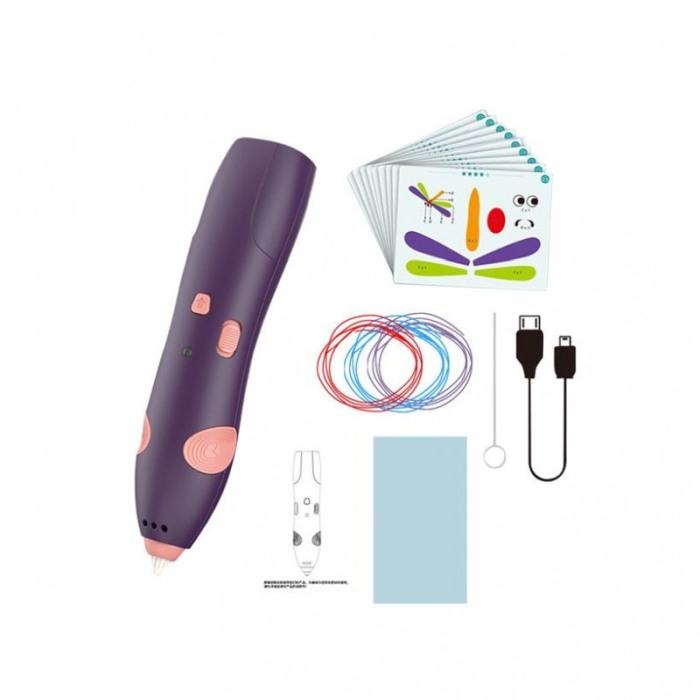 Creion 3D Violet Pen pentru Desenat Obiecte 3D, filament 1.75 mm, temperatura scazuta, USB inclus, sigur, violet [2]