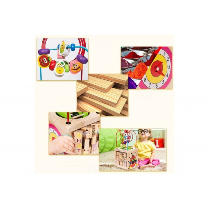 Cub din lemn educativ Ladybug 6 in 1, cu multiple activitati, ceas, numaratoare.roata, labirint, dezvolta gandirea si imaginatia [5]