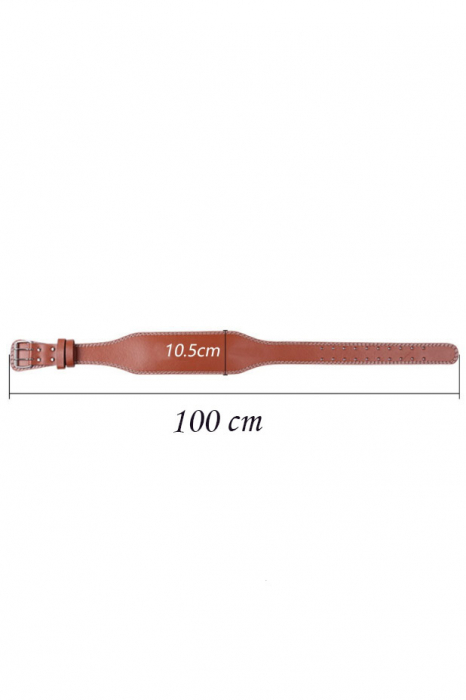 Curea fitness de protectie Waist Lifting Belt Doty®, tip centura, suport talie pentru ridicarea greutatilor, din piele ecologica, 100 cm, reglabila, maro [6]
