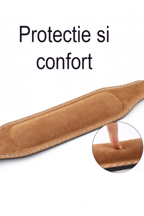 Curea fitness de protectie Waist Lifting Belt Doty®, tip centura, suport talie pentru ridicarea greutatilor, din piele ecologica, 100 cm, reglabila, maro [5]