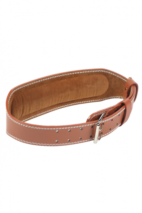 Curea fitness de protectie Waist Lifting Belt Doty®, tip centura, suport talie pentru ridicarea greutatilor, din piele ecologica, 100 cm, reglabila, maro [3]