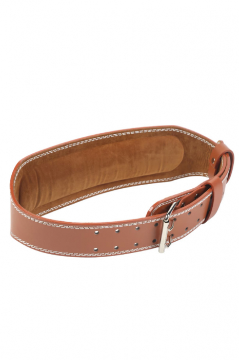 Curea fitness de protectie Waist Lifting Belt Doty®, tip centura, suport talie pentru ridicarea greutatilor, din piele ecologica, 100 cm, reglabila, maro [2]