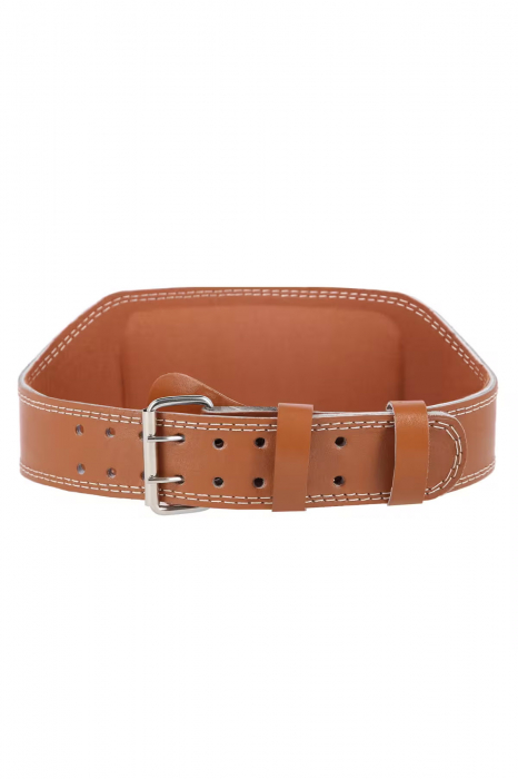 Curea fitness de protectie Waist Lifting Belt Doty®, tip centura, suport talie pentru ridicarea greutatilor, din piele ecologica, 100 cm, reglabila, maro [10]