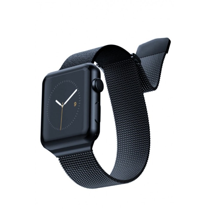 Curea GraphitDesign magnetica din otel inoxidabil, 38 mm, compatibila cu Apple Watch seria 1, 2, 3, 4, 5, 6, grafit [1]