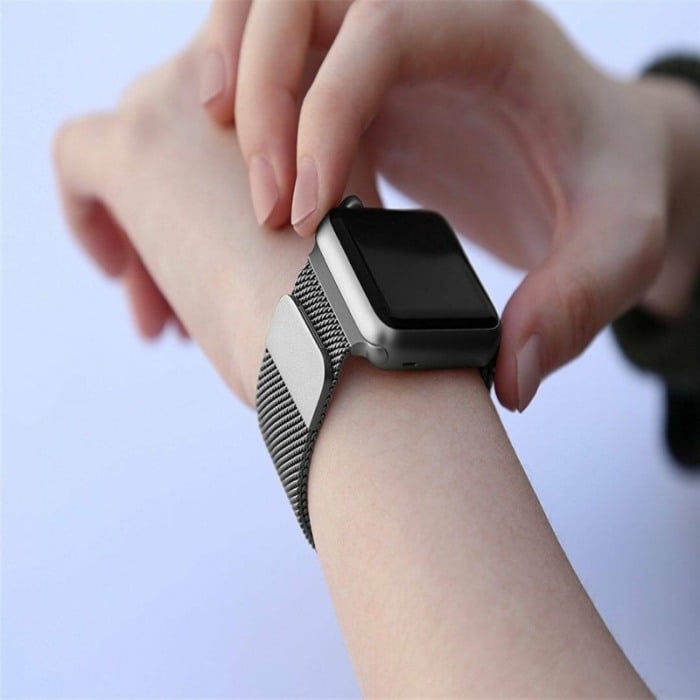 Curea neagra magnetica din otel inoxidabil, 42 mm compatibila Ceas Apple seria 1, 2 , 3 [5]