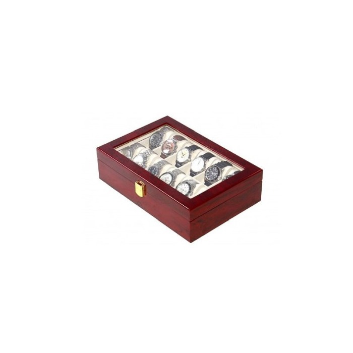 Cutie 12 ceasuri Daiana, premium , din lemn de cires, caseta eleganta, lemn de calitate superioara, capac transparent din sticla [3]