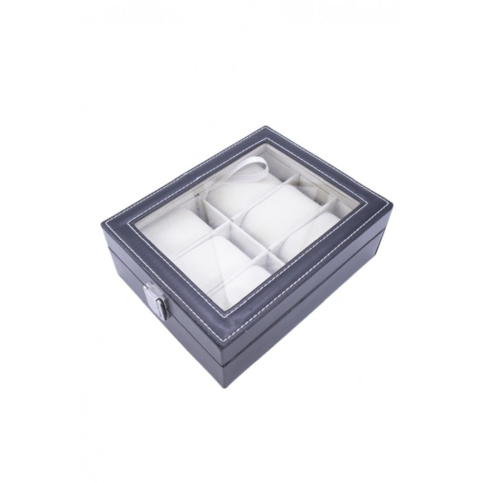 Cutie 6 ceasuri , caseta eleganta neagra pentru ceasuri, piele ecologica,interior captusit cu catifea [6]
