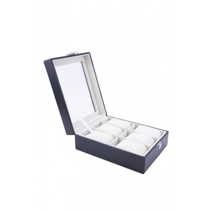 Cutie 6 ceasuri , caseta eleganta neagra pentru ceasuri, piele ecologica,interior captusit cu catifea [3]