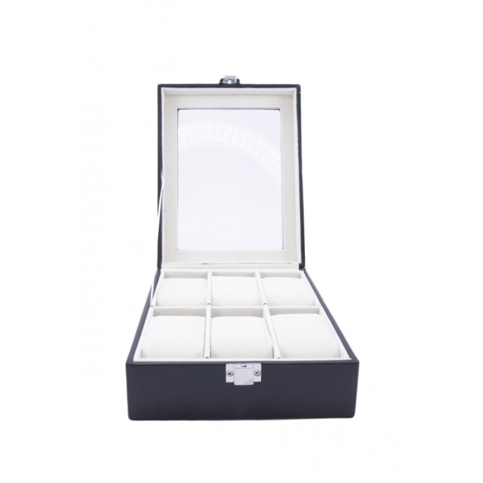 Cutie 6 ceasuri , caseta eleganta neagra pentru ceasuri, piele ecologica,interior captusit cu catifea [5]