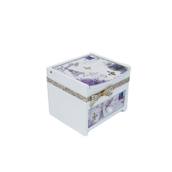 Cutie de bijuterii alba din lemn , cu capac pictat Lavander, 12 cm, Doty [2]